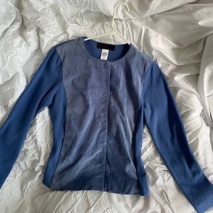 NWT Jones NY periwinkle leather paneled cardigan